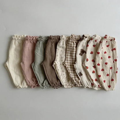 Organic Cotton Toddlers Baby Pants Newborn Spring Summer Cute Print Soft Muslin Clothes Pantalons Capris - Regenerative Marketplace