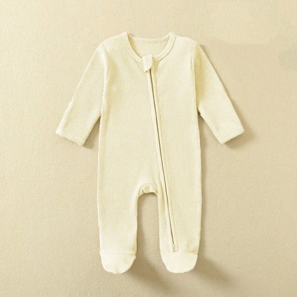 Organic Cotton Baby Rompers Waffle 100% Cotton Infant Boys Girls Jumpsuit Zipper Footed Solid Long - Sleeve Pajamas Sleepsuits - Regenerative Marketplace