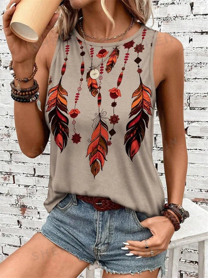 Outdoor Street Fashion Women's Sleeveless T-shirt Summer Casual Daily Crew Neck Tank Top Leopard Print Women's Elegant Tank Top - Regenerative Marketplace