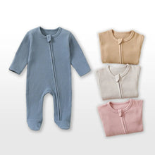 Organic Cotton Baby Rompers Waffle 100% Cotton Infant Boys Girls Jumpsuit Zipper Footed Solid Long - Sleeve Pajamas Sleepsuits - Regenerative Marketplace