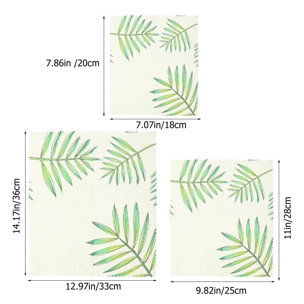 3 Pcs Food Wraps Organic Cotton Wax Food Beeswax Paper Paper Reusable Sandwich Green Leaf Storing Bread Avocado Cheese - Regenerative Marketplace