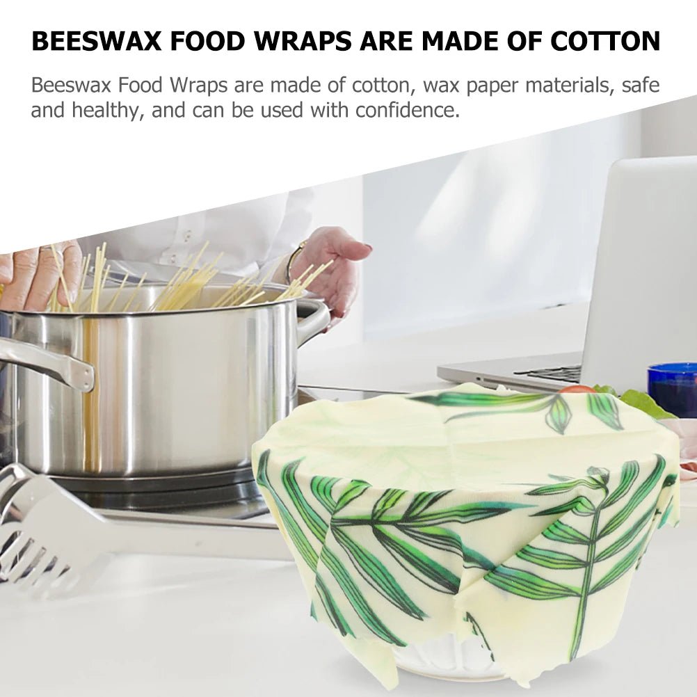 3 Pcs Food Wraps Organic Cotton Wax Food Beeswax Paper Paper Reusable Sandwich Green Leaf Storing Bread Avocado Cheese - Regenerative Marketplace