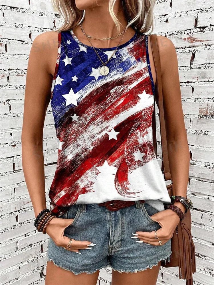 Rock Hip Hop Print Women's Tank Top Summer Street Fashion Women's Crew Neck Tank Top Everyday Casual Women's Sleeveless T-shirt - Regenerative Marketplace