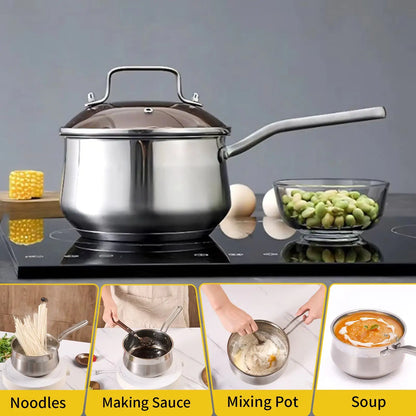 WANGYUANJI Non - Stick Stainless Steel Saucepan With Lid, 2.85QT Small Soup Pot For All Stoves, Oven Save, Dishwasher Safe - Regenerative Marketplace