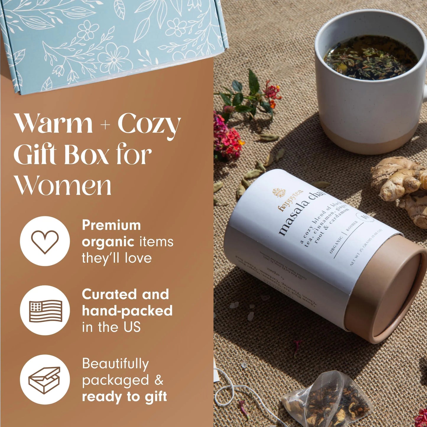Organic Tea Gift Box Get Well Gifts for Women Self Care Package Thinking of You - Regenerative Marketplace