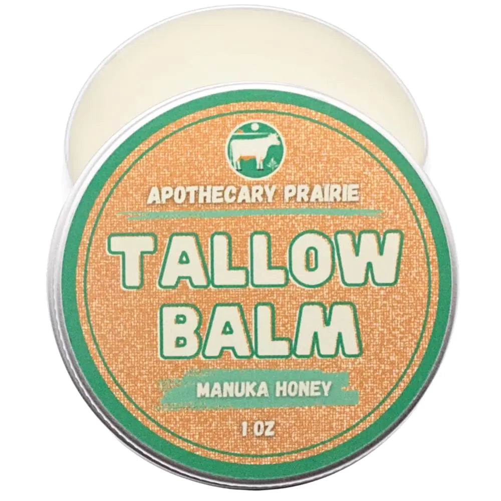 Apothecary Prairie Tallow Balm with Manuka Honey Organic Beeswax Organic Shea Butter Organic Jojoba Oil and Vitamin E- For Moisturizing Lips Face and Body - (1oz)