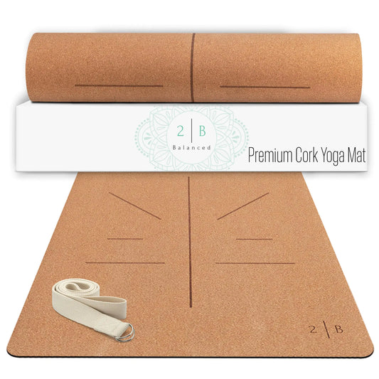 Natural Cork Yoga Mat – Lightweight & Non - Slip Yoga Mat – Non - Toxic Cork Yoga Mat Sustainable – 5mm Thick for Superior Grip & Comfort – Yoga Mat With Strap and Alignment Lines for Guidance – Ideal for Hot Yoga & Fitness - Regenerative Marketplace