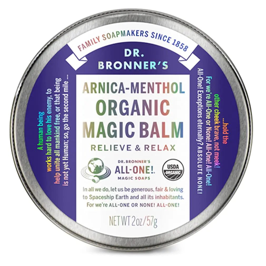 Dr. Bronners - Organic Magic Balm (Arnica - Menthol 2 Ounce) - Made with Organic Beeswax and Organic Hemp Oil Relieves and Relaxes Sore Muscles and Achy Joints Moisturizes and Soothes Dry Skin - Regenerative Marketplace