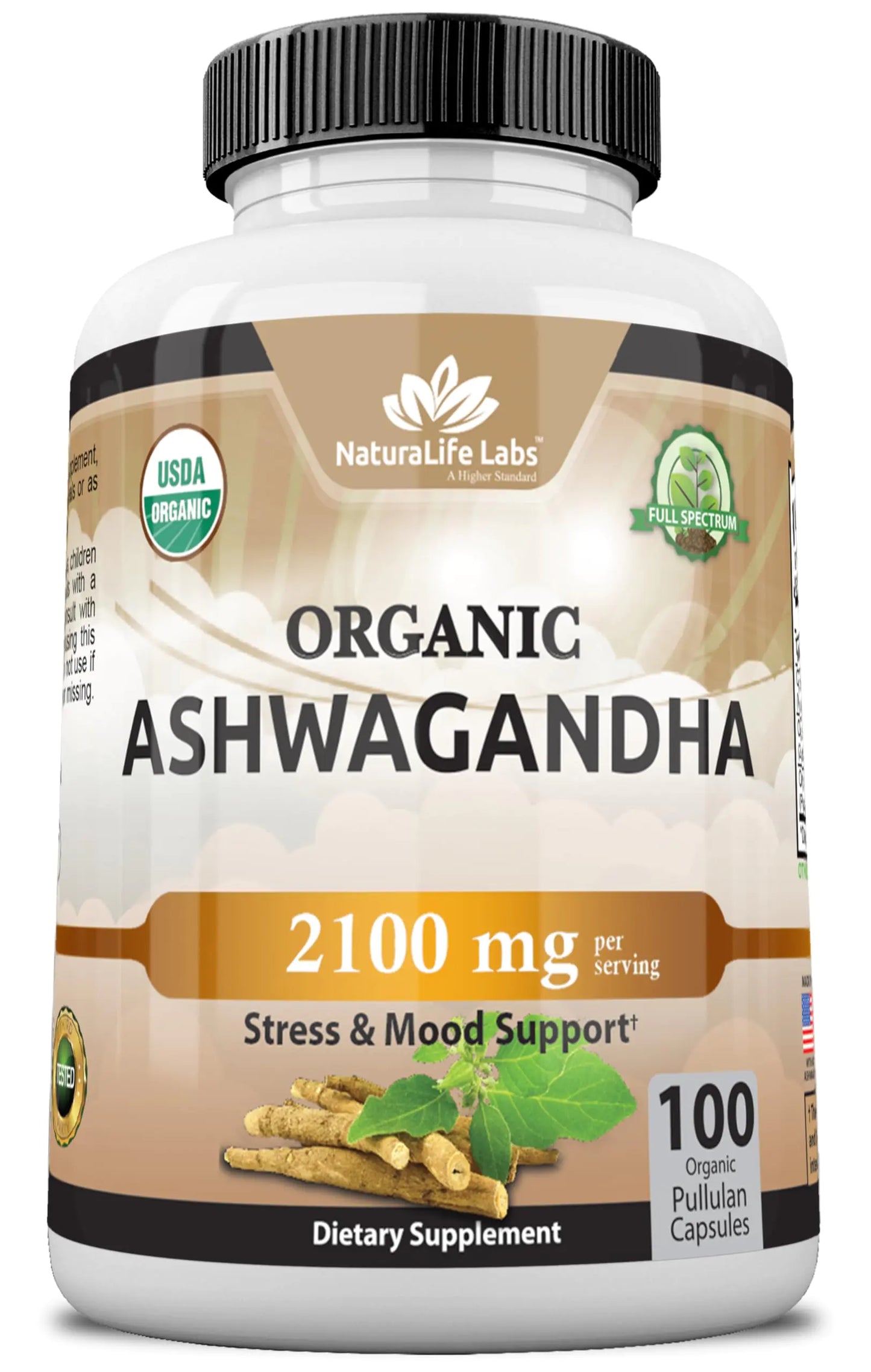 Organic Ashwagandha 2100 mg - 100 Veggie Capsules Pure Organic Ashwagandha Powder and Root Extract - Stress Relief Mood Enhancer - Regenerative Marketplace