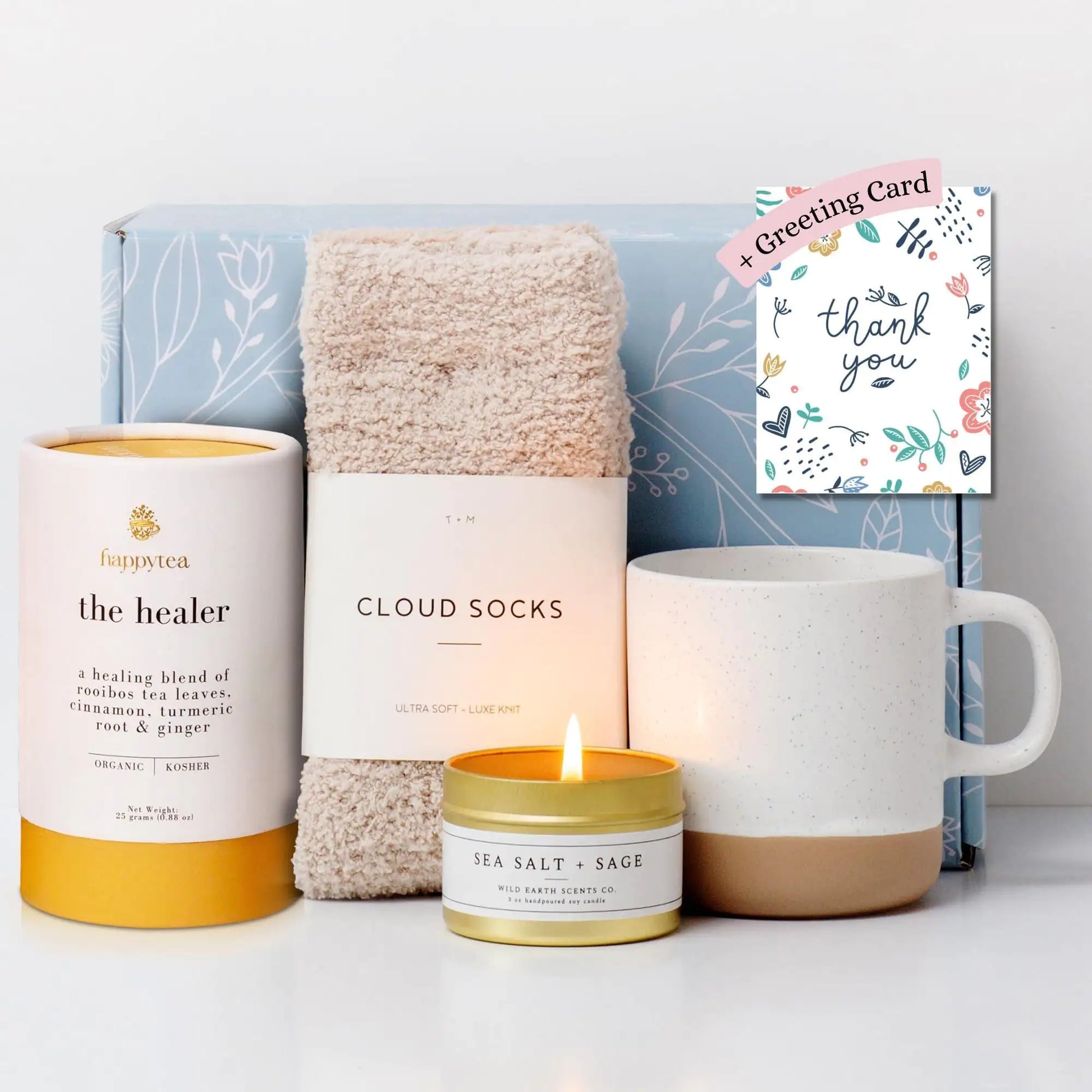 Thank You Gift Box for Women Cozy Appreciation Set with Socks Mug Organic Lemon - Regenerative Marketplace