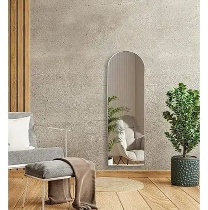 Silver 63x20 Inch Metal Arched Brace Full - length Mirror - Regenerative Marketplace