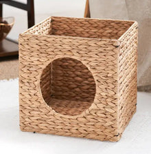 Weaving Rattan Square Cat Bed Cave - Regenerative Marketplace