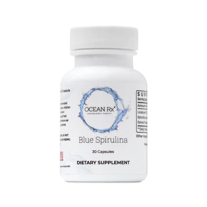 Ocean Rx Organic Pure Blue Spirulina Capsules | Natural Superfood | Prebiotic Phycocyanin Supplement | Healty Skin Oral Health & Wound Recovery | 30 Serving Bottle - Regenerative Marketplace