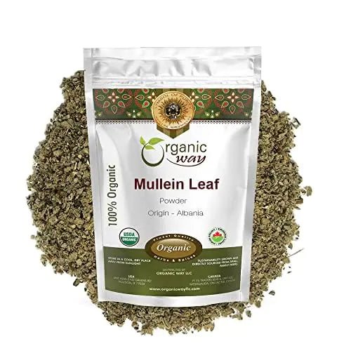 Organic Way Mullein Leaf Powder (Verbascum thapsus) - European Wild - Harvest | Organic & Kosher Certified | Vegan Non GMO & Gluten Free | USDA Certified | Origin - Albania (2 Ounce (Pack of 1) - Regenerative Marketplace