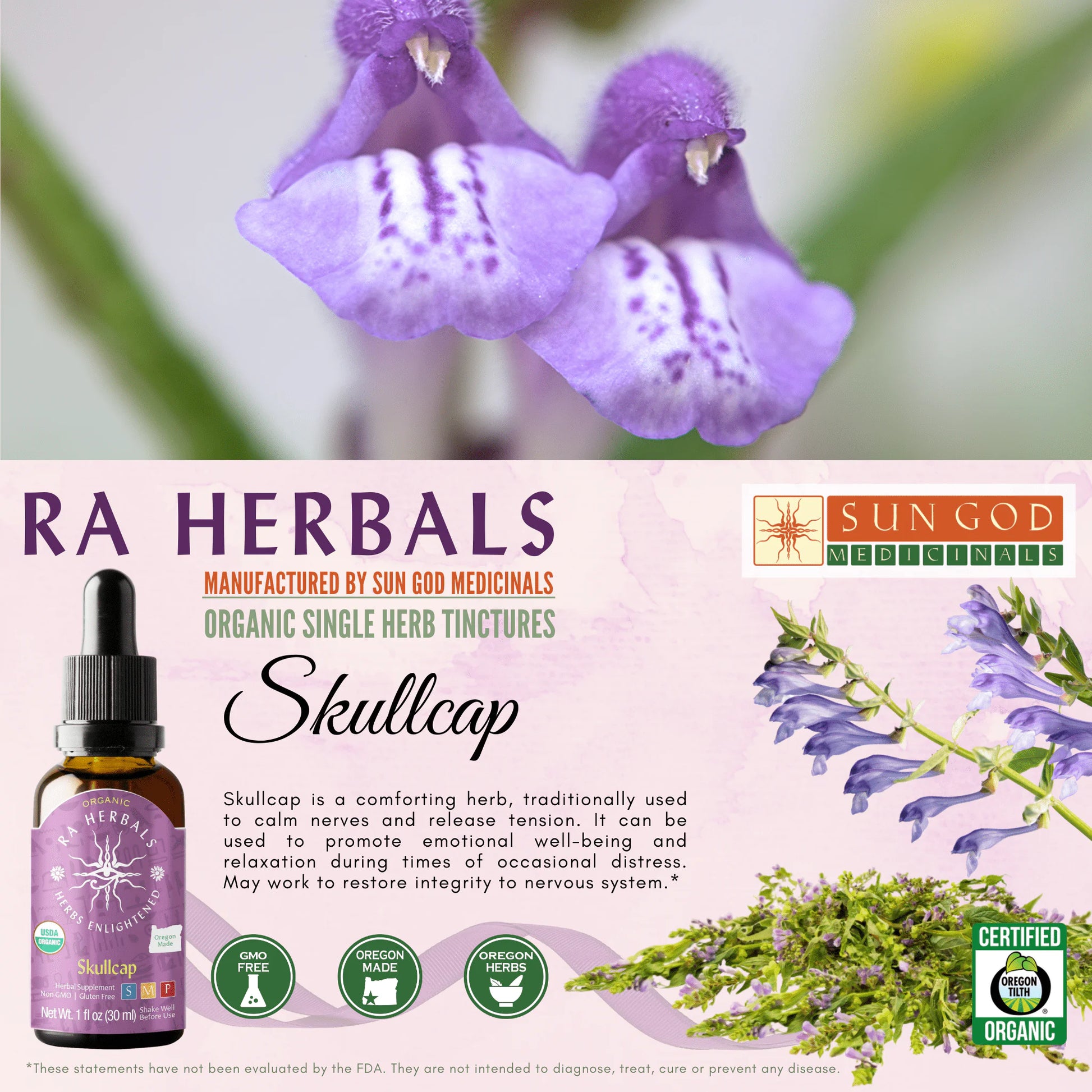 Ra Herbals Certified Organic Skullcap Tincture - Regenerative Marketplace
