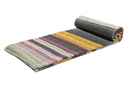 Handwoven Outdoor Yoga Blanket - Outside Patio Throw | Handmade Yoga Mat Beach Blanket Picnic Blanket Decorative Throw | 100 Cotton Outdoor Blanket for Patio Chairs Couch - Striped - Regenerative Marketplace