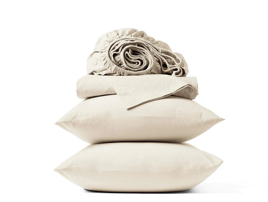 Coyuchi Organic Crinkled Percale Sheet Set Undyed (Full) - Regenerative Marketplace