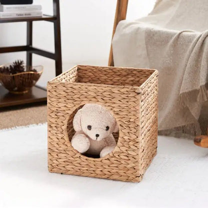 Weaving Rattan Square Cat Bed Cave - Regenerative Marketplace