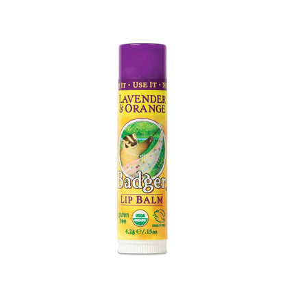 Badger - Classic Lip Balm Lavender & Orange Made with Organic Olive Oil Beeswax & Rosemary Certified Organic Moisturizing Lip Balm 0.15 oz - Regenerative Marketplace