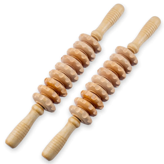 2pcs Wooden Massage Roller Wood Therapy Massage Tools for Body Shaping Anti Cellulite Wood Roller Masssager Manuel Wooden Fascia Massage Roller Wood Body Sculpting Tools Wood Body Massage Roller