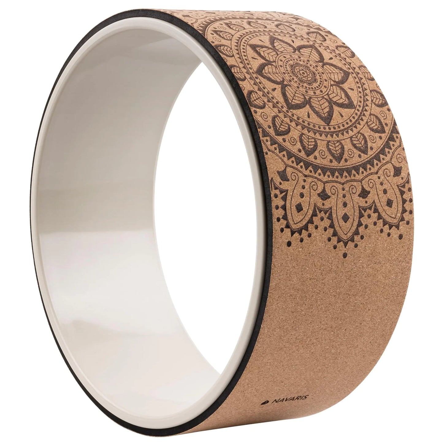 Navaris Yoga Rad Wheel aus Kork - 33 cm Yogarad für Yoga Pilates Gymnastik - Yoga Rolle - Fitness Ring für Stretching - Rückenrolle Pilatesrolle Yogarolle