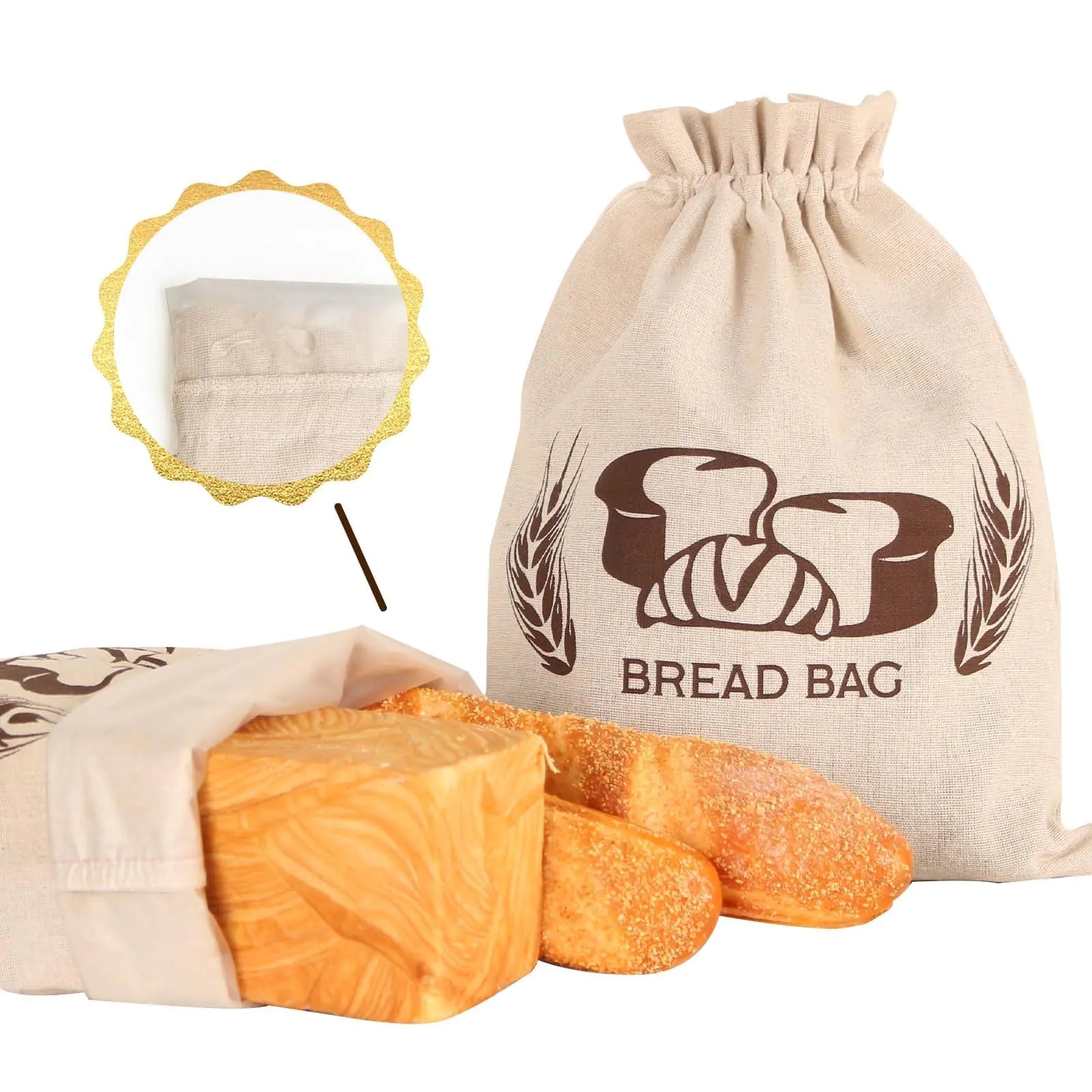 FEXIA 2 Pack Bread Bags for Homemade Bread Sourdough Organic Linen Sourdough Bread Bags 17" x 13" XL Reusable Linen Bread Bags Sourdough Bread Baking Supplies Bread Storage Housewarming Gift - Regenerative Marketplace