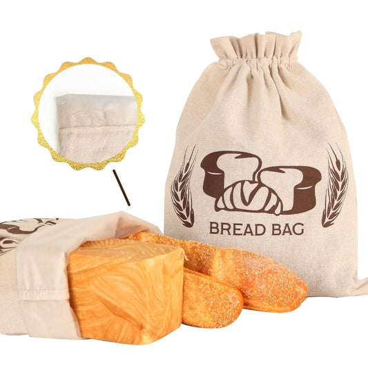 FEXIA 2 Pack Bread Bags for Homemade Bread Sourdough Organic Linen Sourdough Bread Bags 17" x 13" XL Reusable Linen Bread Bags Sourdough Bread Baking Supplies Bread Storage Housewarming Gift