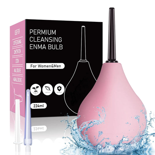 Anal Douche Bottles Kit Reusable - BulbEnema Douche with 3 Nozzle Reusable Anal Cleaner Enema Bulb for Colon Cleansing Constipation for Men Women224ml（Pink）