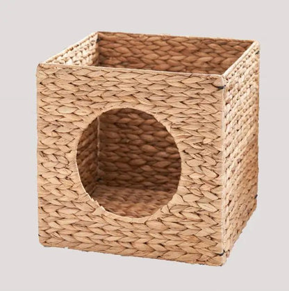 Weaving Rattan Square Cat Bed Cave - Regenerative Marketplace