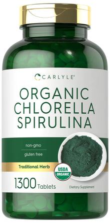 Carlyle Organic Chlorella Spirulina Tablets | 1300 Count | 50/50 Blend | Non - GMO and Gluten Free Supplement - Regenerative Marketplace