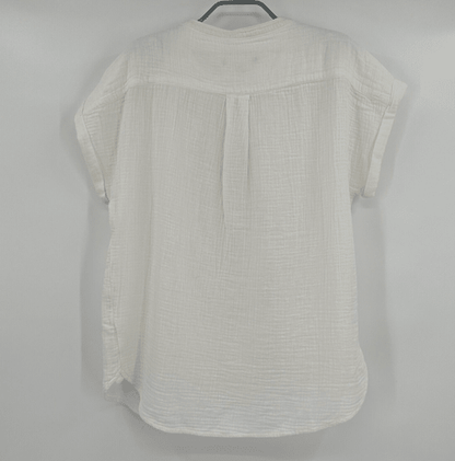Quince White Organic Cotton Gauze Roll Sleeve Shirt sz S Women's Short Sleeve - Regenerative Marketplace