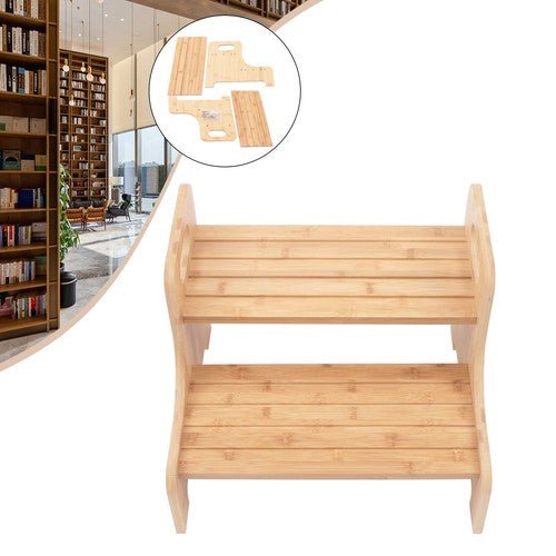 High Beds Bed Steps For Adults Two Step Stool Stair Ladder Bamboo Kitchen Home - Regenerative Marketplace