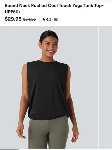 Halara Ruched round neck yoga shirt large, NWT - Regenerative Marketplace