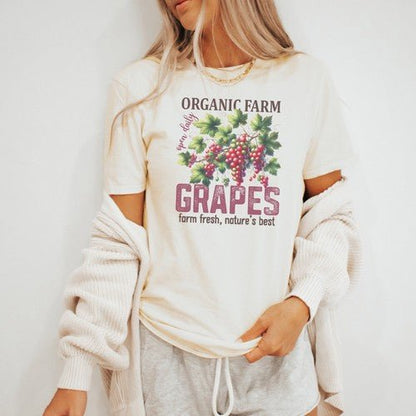 Farm Fresh Grapes Tee Organic Fruit Graphic T Shirt - Regenerative Marketplace