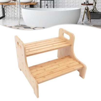 High Beds Bed Steps For Adults Two Step Stool Stair Ladder Bamboo Kitchen Home - Regenerative Marketplace