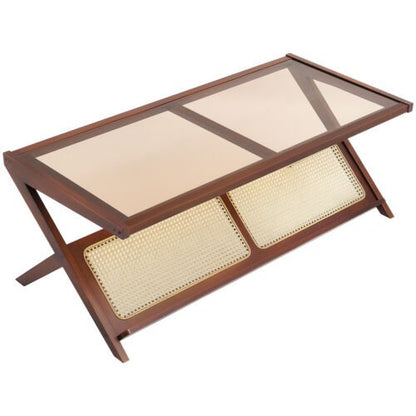 Rattan Coffee Table Z - Shaped Rattan Coffee Table 1 - Tier for Living Room - Regenerative Marketplace