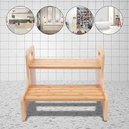 High Beds Bed Steps For Adults Two Step Stool Stair Ladder Bamboo Kitchen Home - Regenerative Marketplace