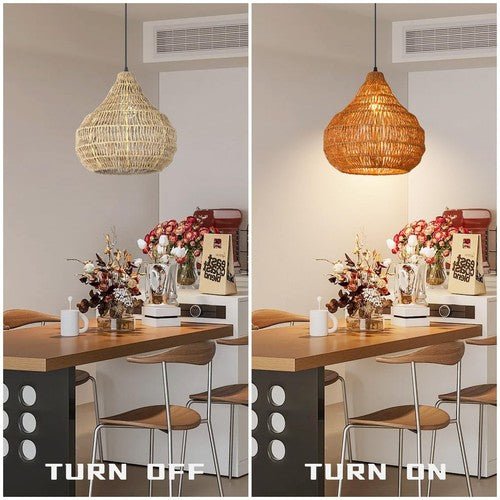 1 Light Seagrass Pendant Light for Kitchen Island, Farmhouse Rustic 13.77''W ... - Regenerative Marketplace