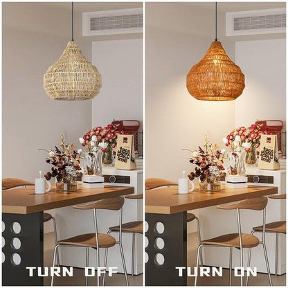 1 Light Seagrass Pendant Light for Kitchen Island, Farmhouse Rustic 13.77''W ... - Regenerative Marketplace