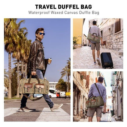 Waxed Canvas Duffle Bag - 50L Waterproof Weekender Overnight Travel Bag - Regenerative Marketplace