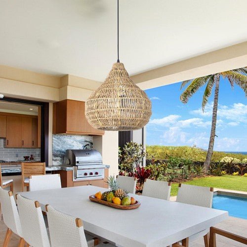 1 Light Seagrass Pendant Light for Kitchen Island, Farmhouse Rustic 13.77''W ... - Regenerative Marketplace