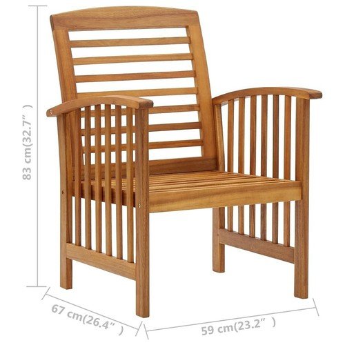 Garden Chair Set of 2 Natural wood Solid acacia wood Standard - Regenerative Marketplace