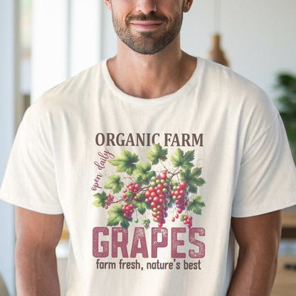 Farm Fresh Grapes Tee Organic Fruit Graphic T Shirt - Regenerative Marketplace