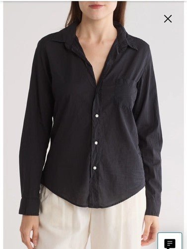 Frank & Eileen Organic Cotton Button - Up Shirt Black XS $228 - Regenerative Marketplace