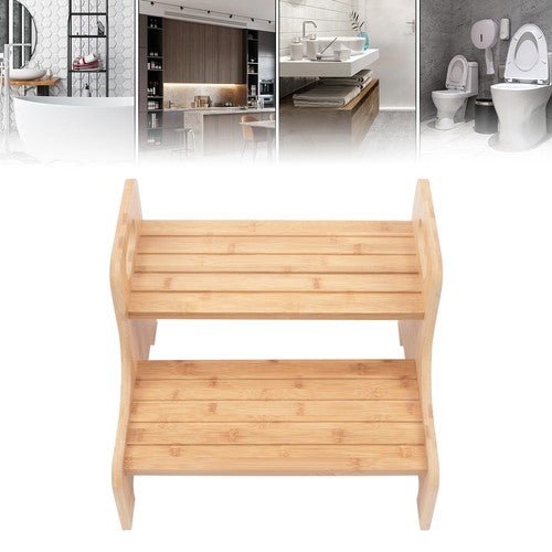 High Beds Bed Steps For Adults Two Step Stool Stair Ladder Bamboo Kitchen Home - Regenerative Marketplace