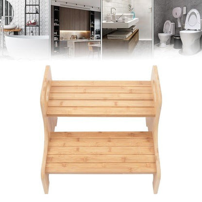 High Beds Bed Steps For Adults Two Step Stool Stair Ladder Bamboo Kitchen Home - Regenerative Marketplace