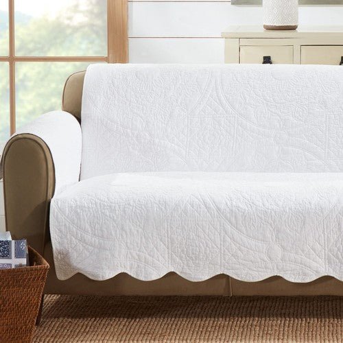 Heirloom Quilted Cotton Furniture Cover with Scallop Edge, Sofa Cover, Pet Fr... - Regenerative Marketplace