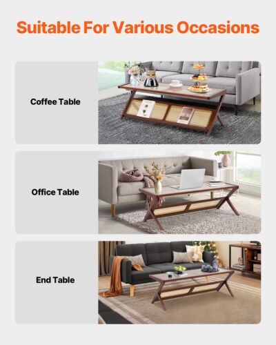 Rattan Coffee Table Z - Shaped Rattan Coffee Table 1 - Tier for Living Room - Regenerative Marketplace