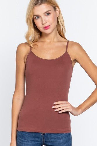 Womens Cotton Camisole Spaghetti Strap Plain Casual Tank Top Stretch - Regenerative Marketplace