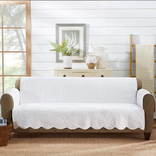 Heirloom Quilted Cotton Furniture Cover with Scallop Edge, Sofa Cover, Pet Fr... - Regenerative Marketplace